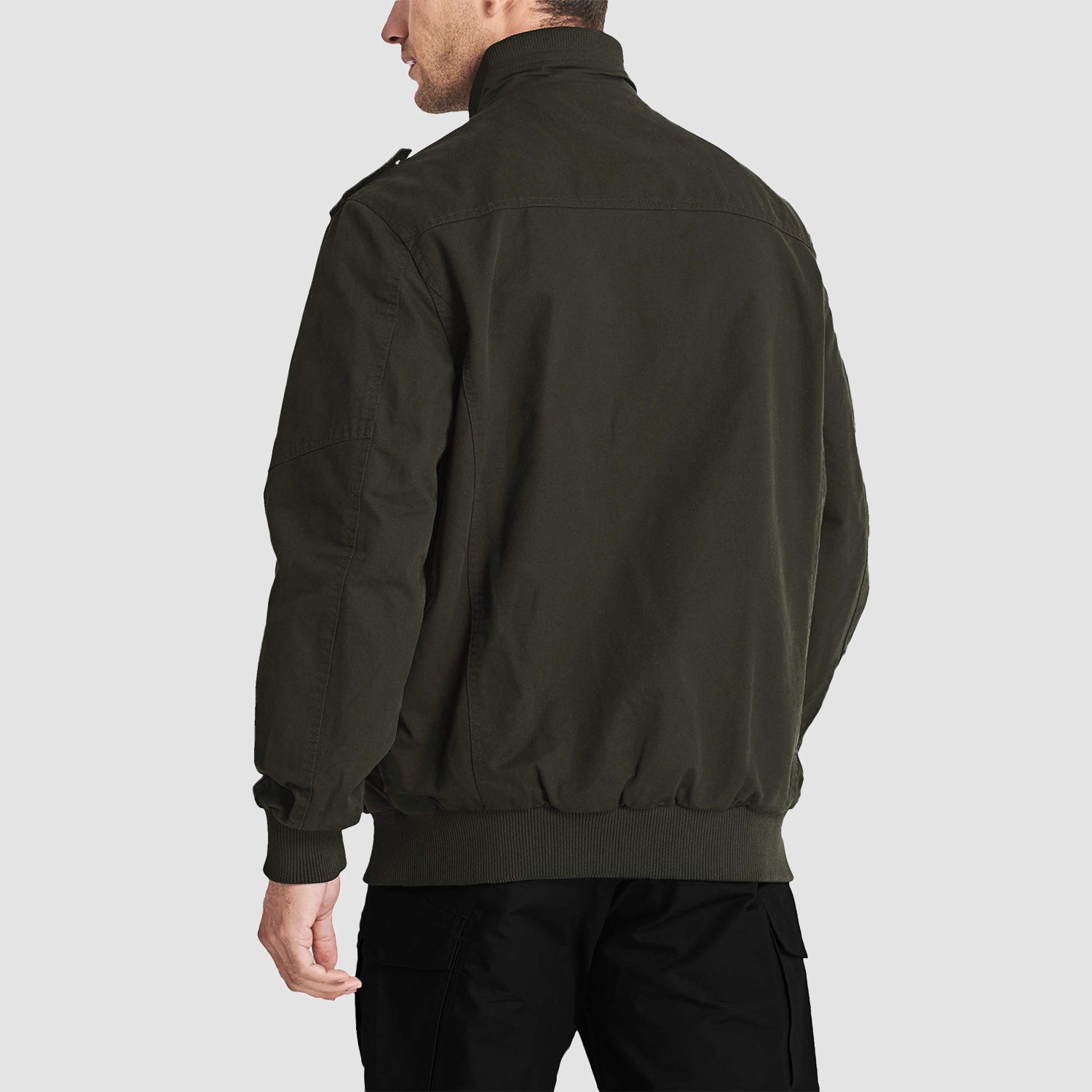 Men's Cotton Cargo Jackets Stand Collar Lightweight Tactical Jacket Windbreaker 4 Pockets