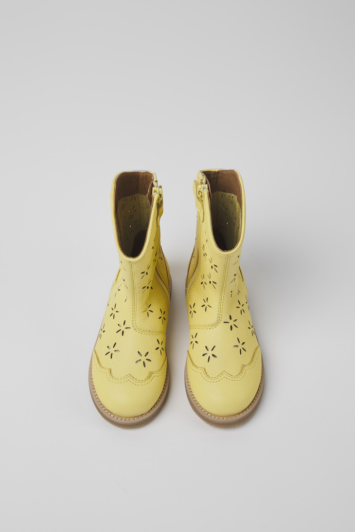 Savina Yellow leather boots for kids