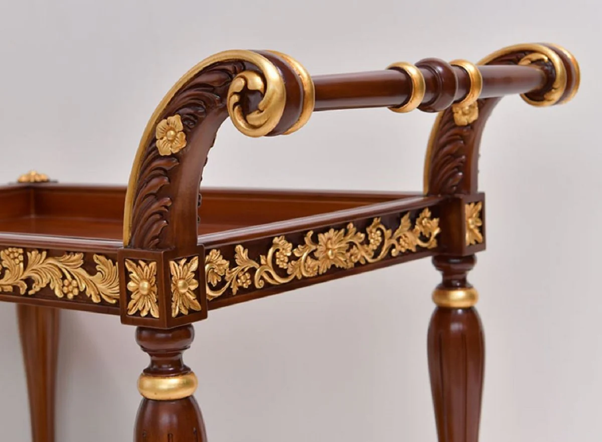 Casa Padrino Carrito Barroco de Lujo Marr¨®n / Oro 97 cm - Carro de Servicio de Estilo Barroco - Hecho en Italia