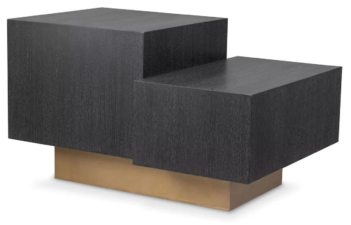 Casa Padrino mesa auxiliar de lujo negro gris / lat¨®n 70,5 x 50 x A. 40,5 cm - Mesa de sal¨®n moderna - Muebles de dise?o de lujo