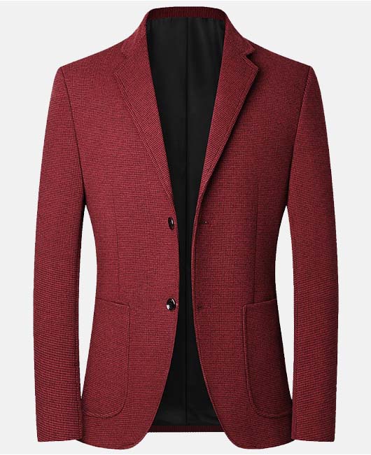 Notch Lapel Single Breasted Utility Pockets Texture Pattern Blazer