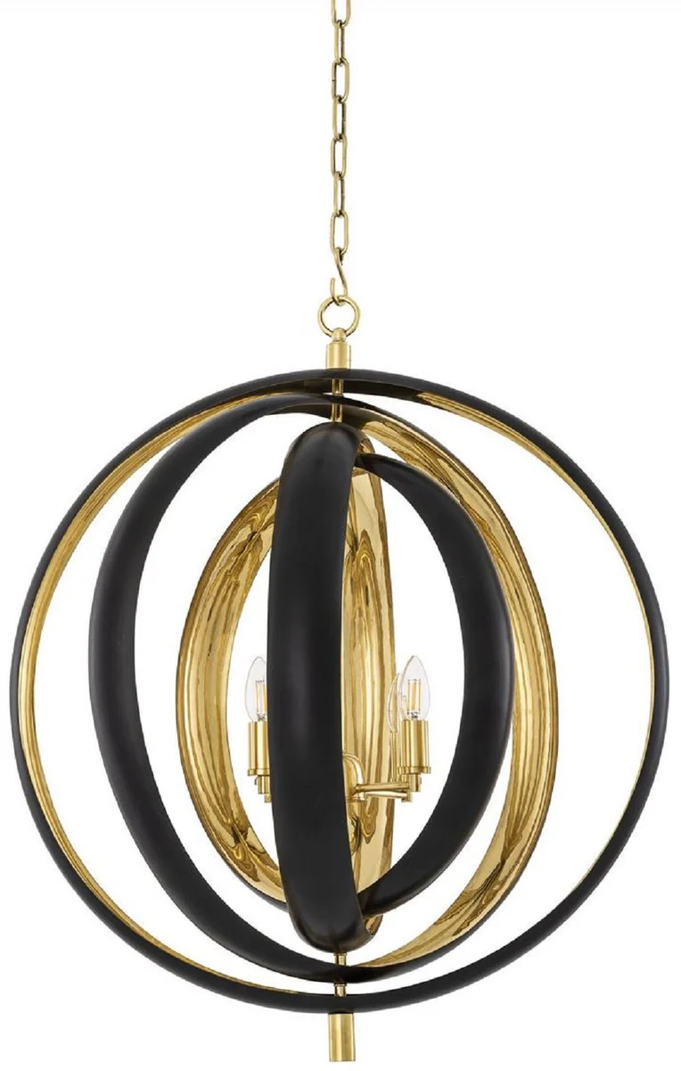 Casa Padrino lámpara de araña de lujo negro / latón 71 x 63 x A. 84 cm - Lámpara de araña moderna para hotel y restaurante - Colección de Lujo