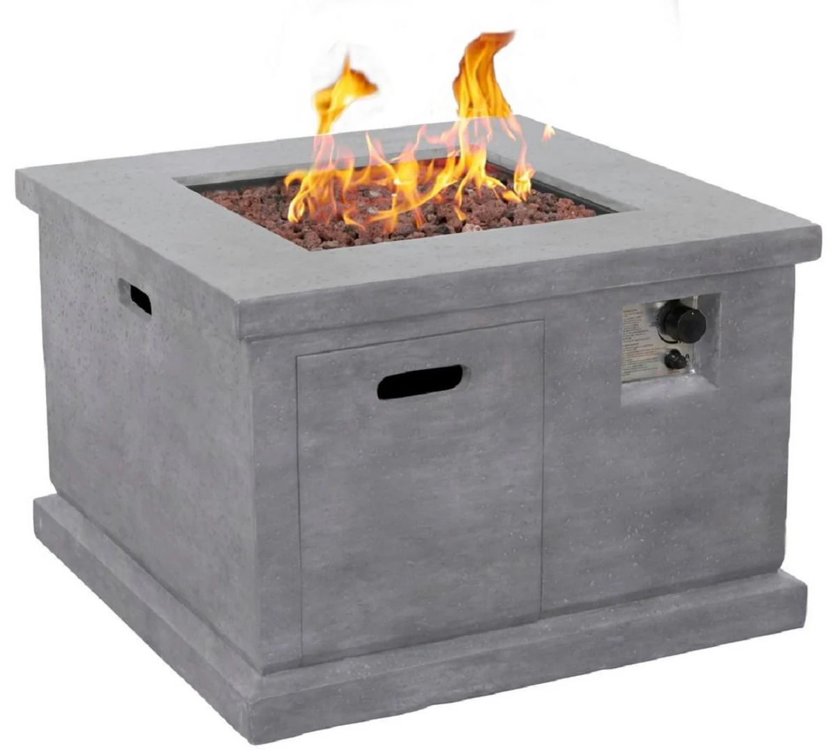 Casa Padrino chimenea de gas de resina de lujo gris 87,6 x 87,6 x A. 65 cm - Chimenea exterior de pie con aspecto de hormig¨®n - Chimenea de jard¨ªn - Chimenea de patio - Chimenea de balc¨®n