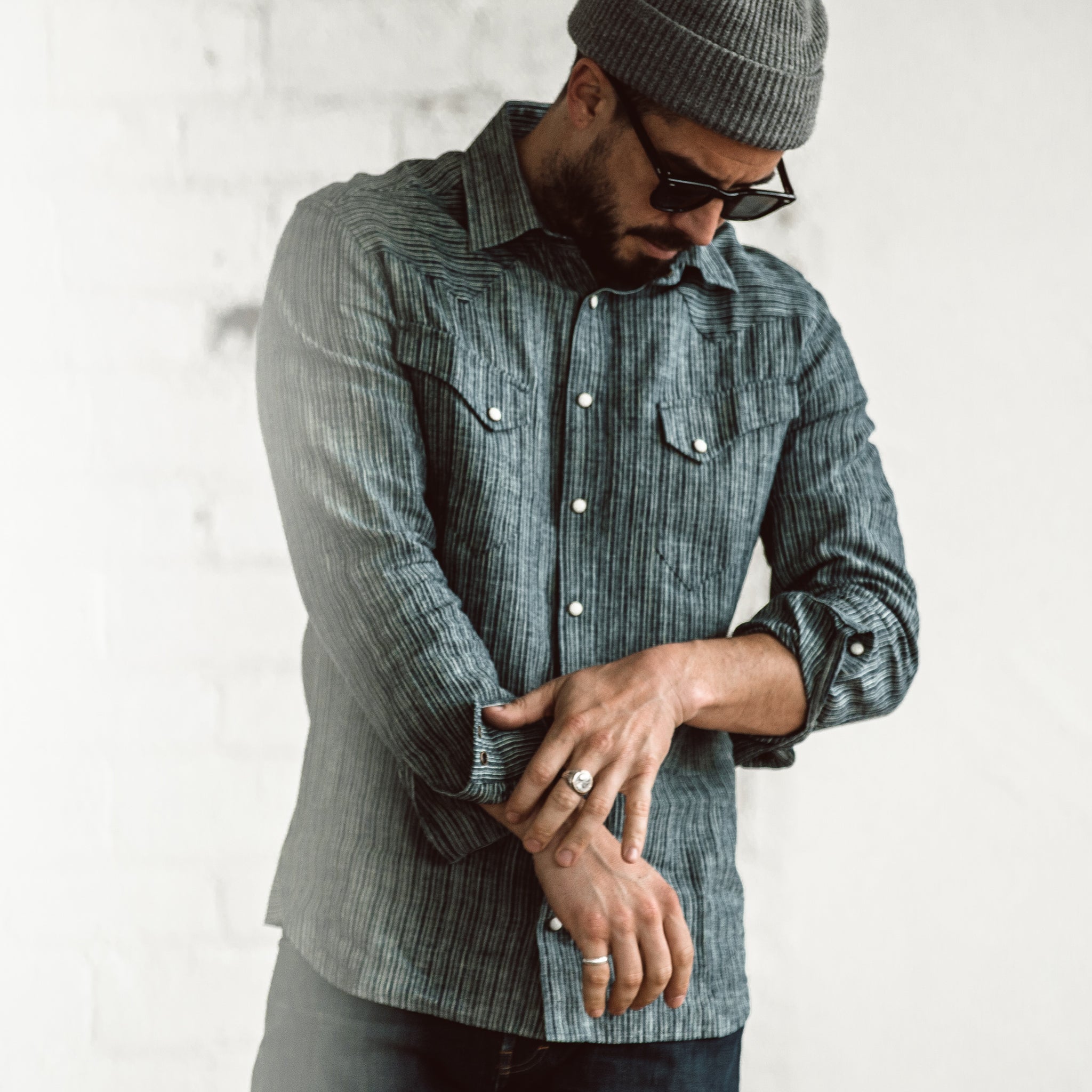 The Western Shirt in Hemp Stripe Chambray