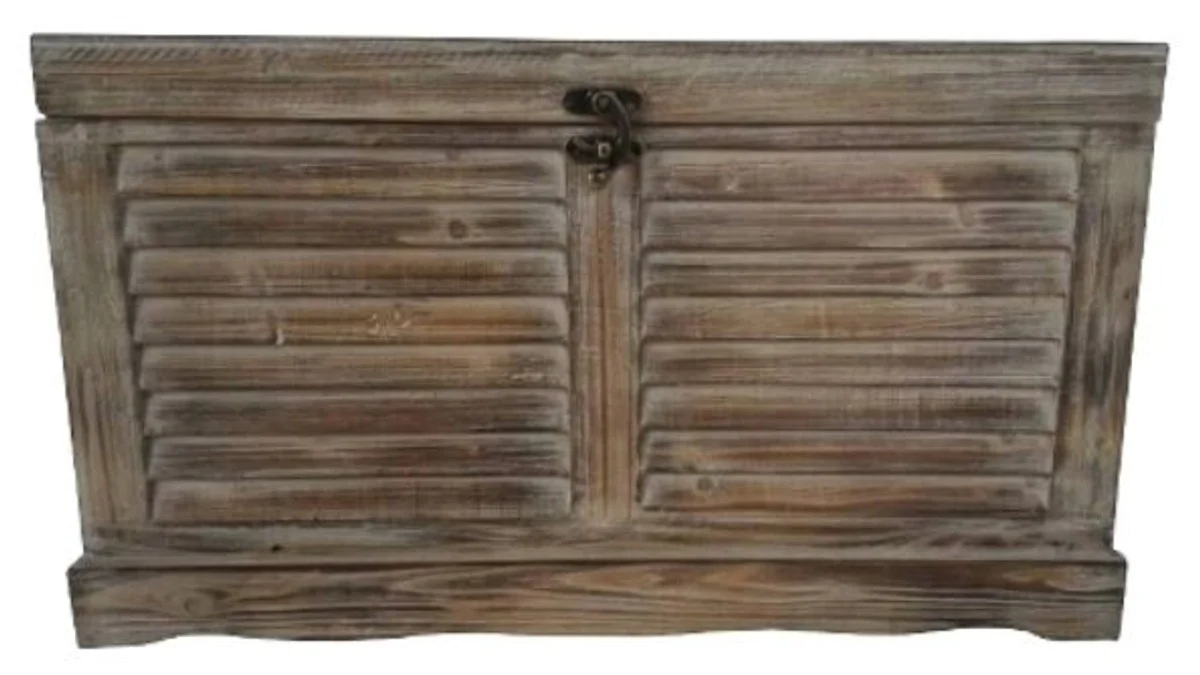 Casa Padrino Country Style Chests Set of 2 Natural Colors - Handmade Wooden Chests with Slat Look