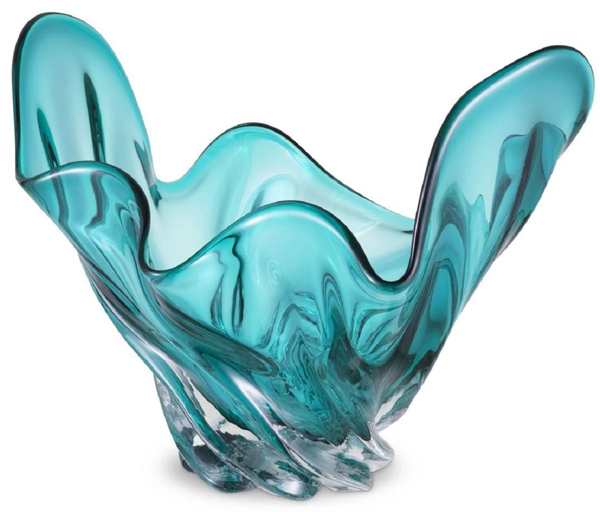 Casa Padrino cuenco de lujo turquesa 42 x 27 x A. 25 cm - Cuenco decorativo moderno de vidrio soplado a mano - Accesorios decorativos - Calidad de lujo