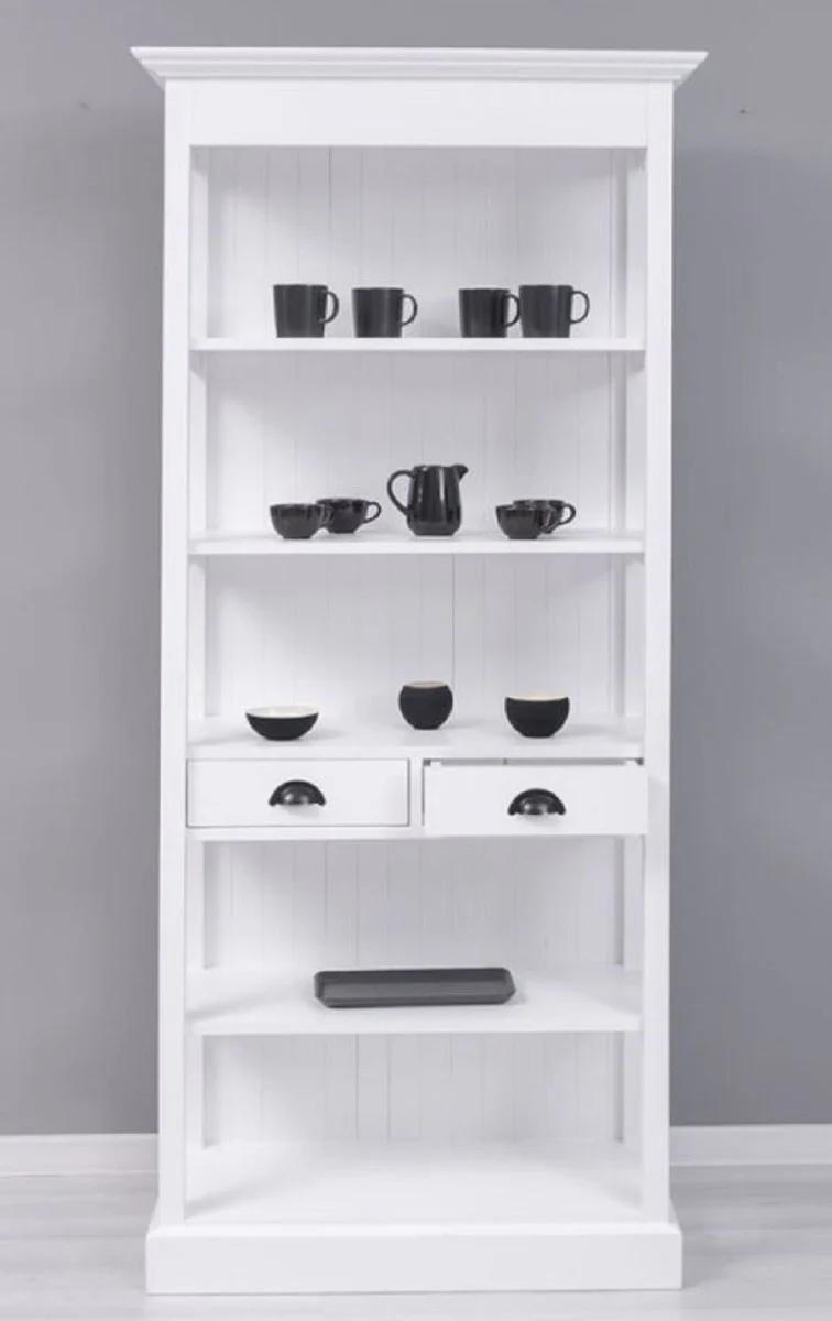 Casa Padrino armario de estilo campestre blanco 91 x 39 x A. 197 cm - Armario de comedor de estilo campestre - Muebles de madera maciza - Muebles de estilo campestre