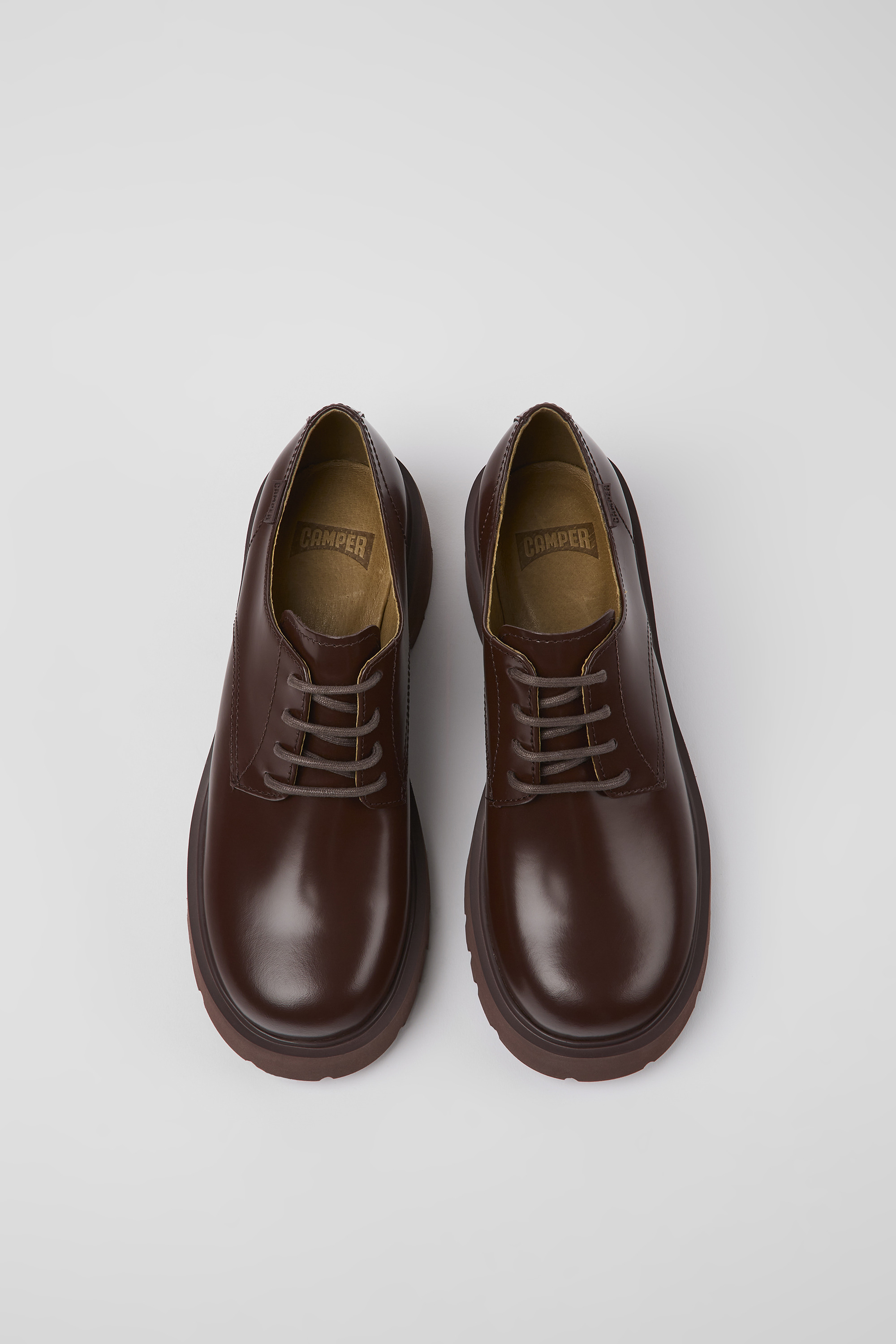 Milah - Burgundy leather lace-up loafers for women