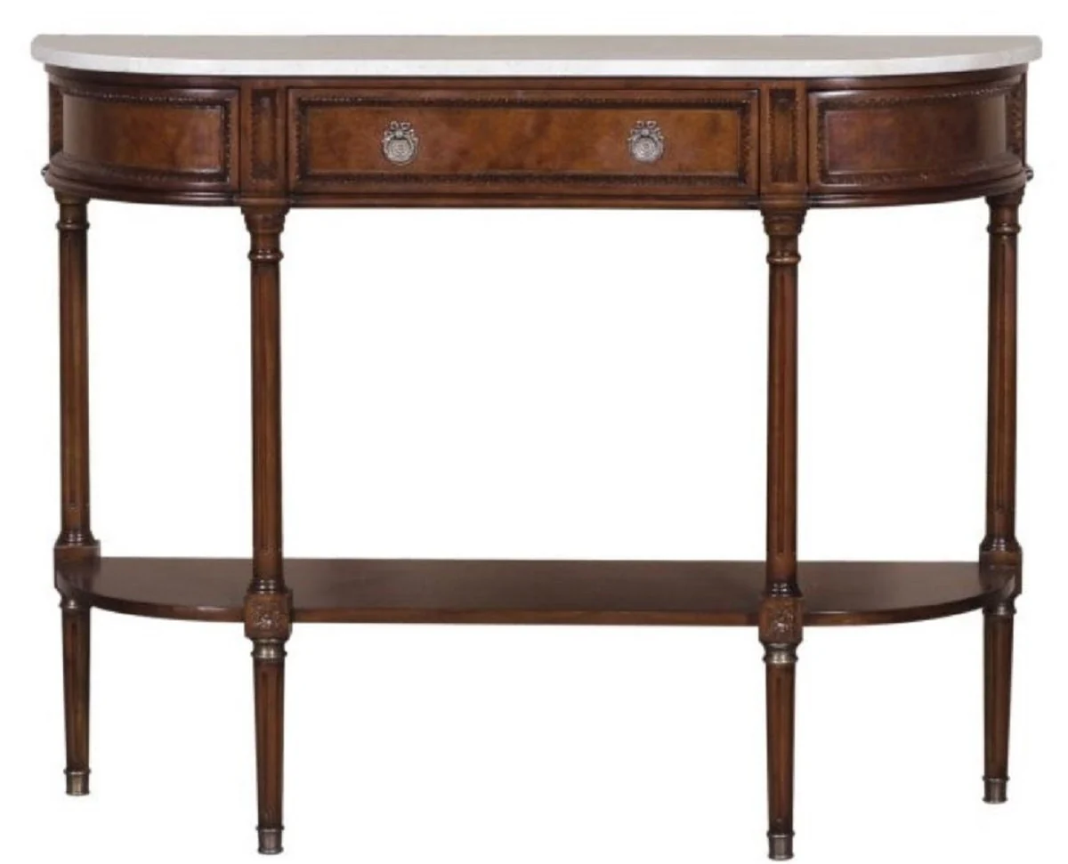 Casa Padrino consola Art Nouveau de lujo de caoba con encimera de mármol marrón oscuro / blanco 114 x 40 x H. 88 cm - Calidad de Lujo