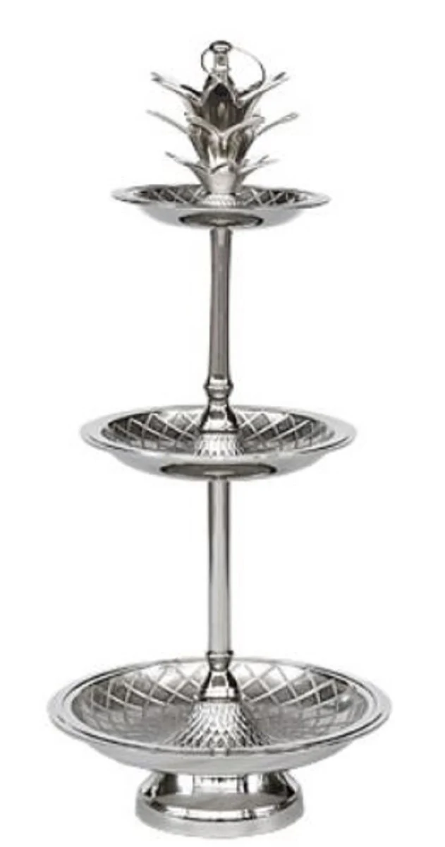 Casa Padrino etagere de lujo pi?a de 3 niveles plata ? 26 x H. 59 cm - Accesorios de Gastronom¨ªa