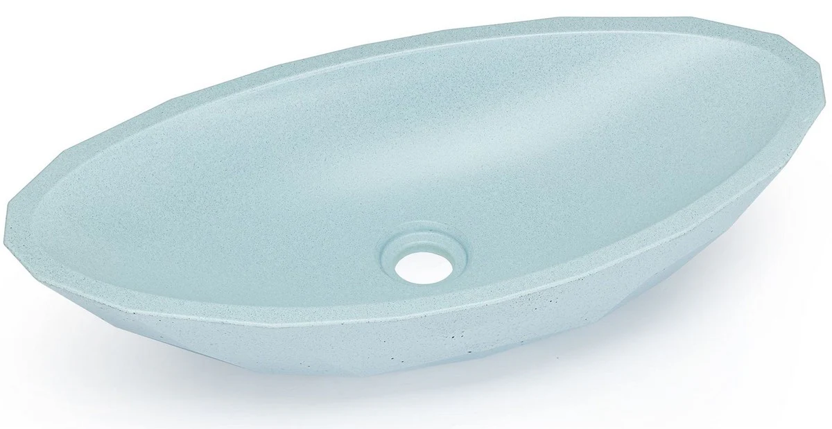 Casa Padrino lavabo de lujo azul claro 60,9 x 29,7 x A. 11,9 cm - Lavabo de hormigón hecho a mano - Accesorios de baño de lujo