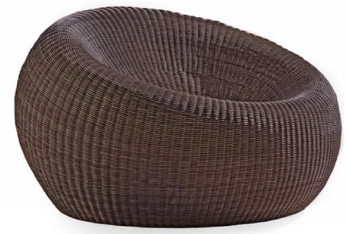 Casa Padrino sillón de jardín de lujo marron oscuro Ø 113 x A. 70 cm - Sillón de piscina moderno redondo tejido a mano resistente a la intemperie - Mobiliario de jardín moderno - Mobiliario de Hotel