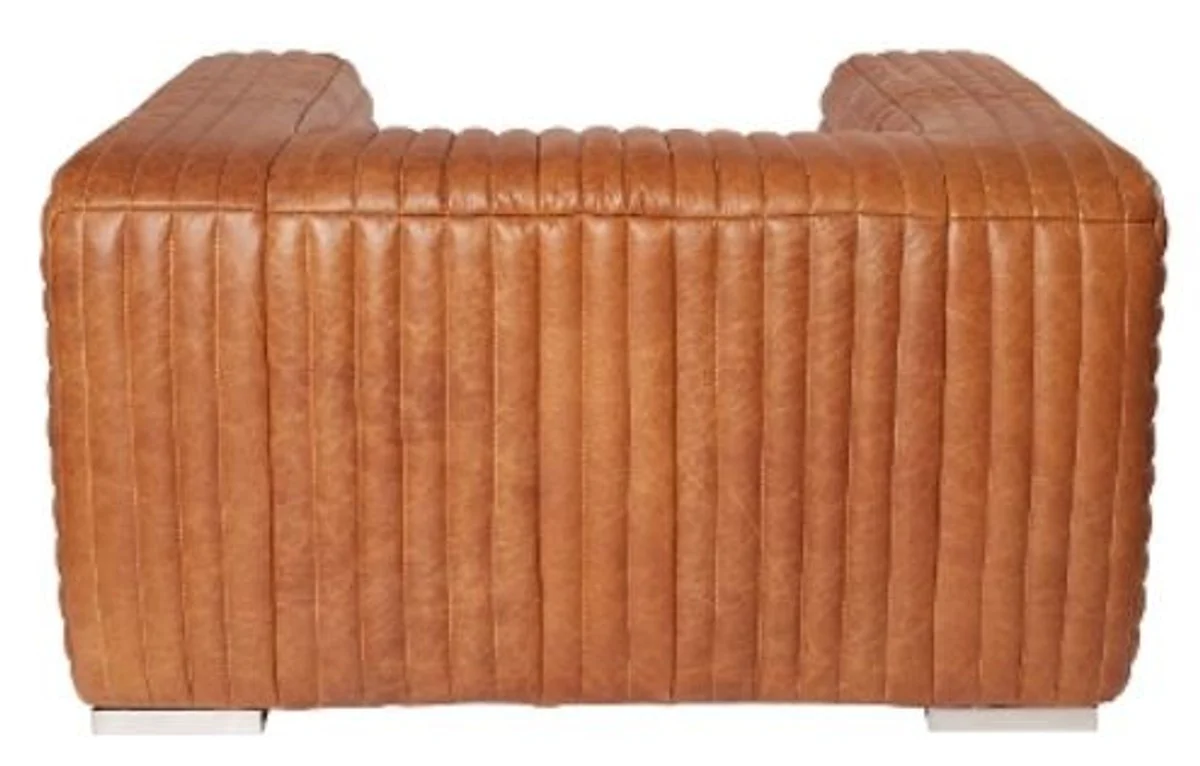 Casa Padrino luxury genuine leather armchair brown 127 x 110 x H. 67 cm - Hotel Leather Furniture