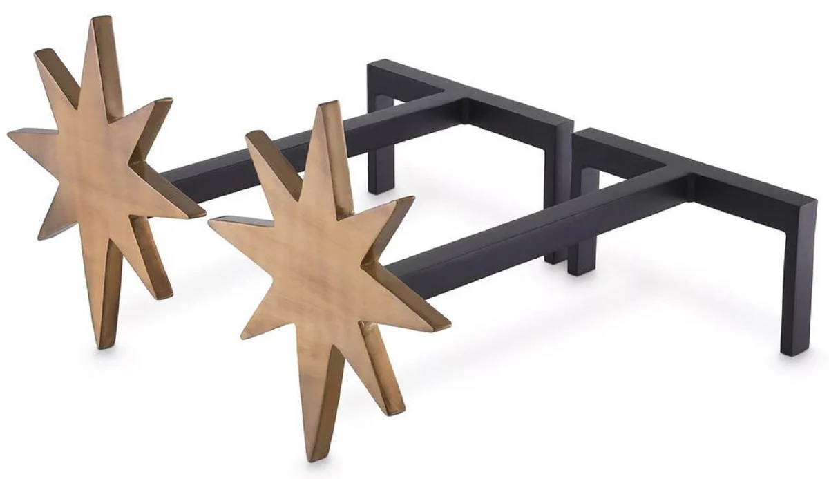 Casa Padrino conjunto de morillos de lujo lat¨®n vintage / negro 41,5 x 24 x A. 27 cm - Accesorios para Chimeneas - Colecci¨®n de Lujo