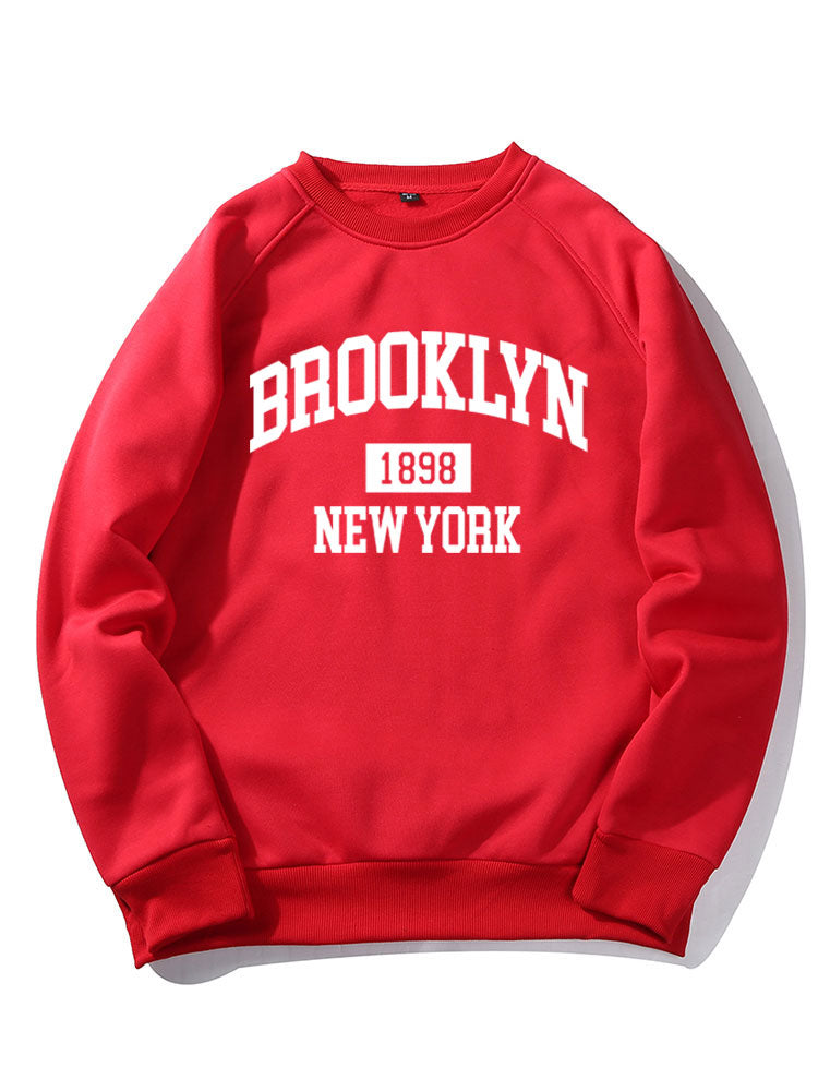 Brooklyn New York Letter Print Raglan Sleeves Sweatshirt