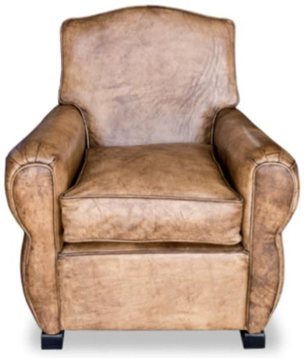 Casa Padrino sill¨®n de cuero de lujo de la sala vintage marr¨®n claro 80 x 88 x H. 86 cm - Muebles de Cuero Genuino