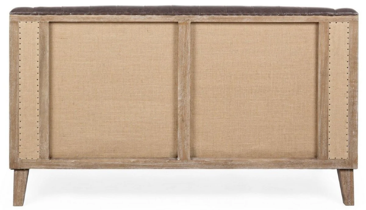 Casa Padrino sof¨¢ Chesterfield de lujo en cuero artificial marr¨®n oscuro / natural 140 x 85 x A. 85 cm - Sof¨¢ de sal¨®n - Muebles de sal¨®n - Muebles Chesterfield - Muebles de lujo