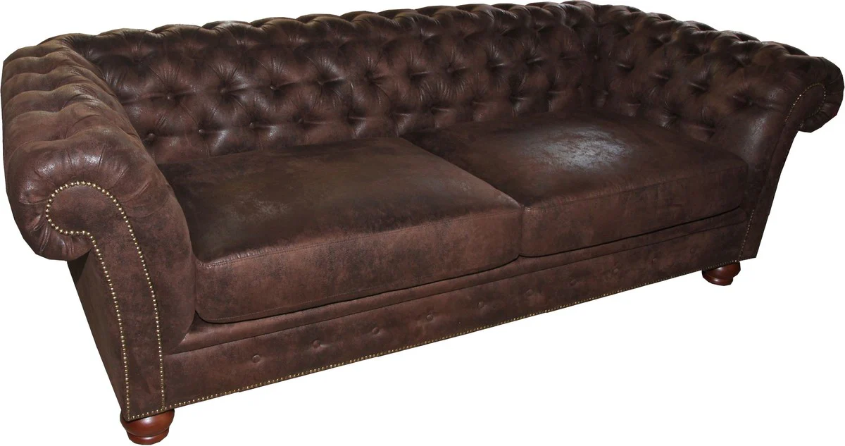 Casa Padrino sof¨¢ Chesterfield de lujo marr¨®n - Muebles de Sala Chesterfield