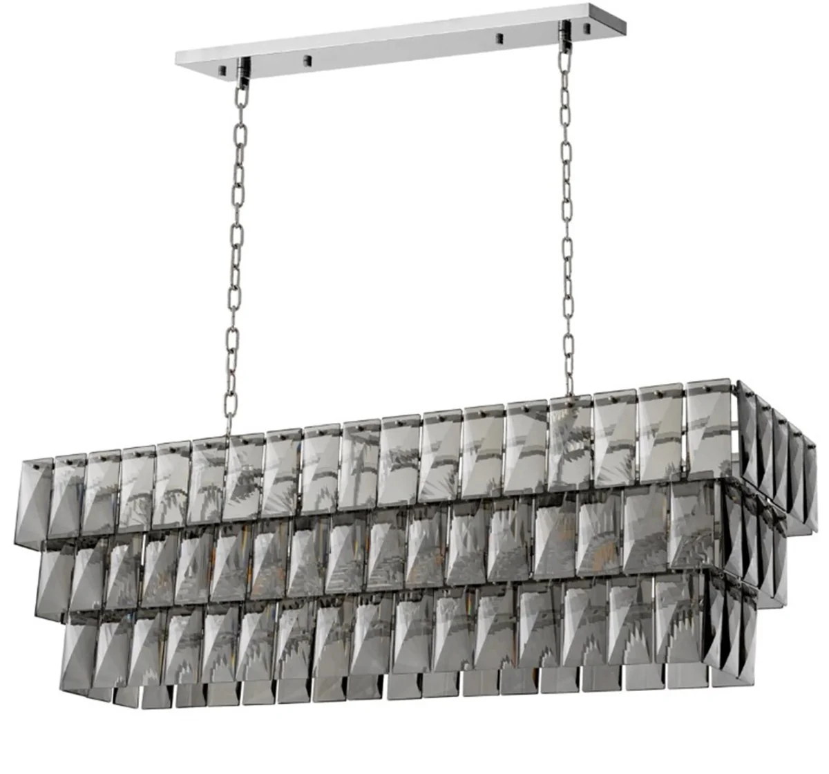 Casa Padrino l¨¢mpara de ara?a de lujo con cristal ahumado, acabado n¨ªquel L. 140 cm x P. 41 cm x A. 45,5 cm