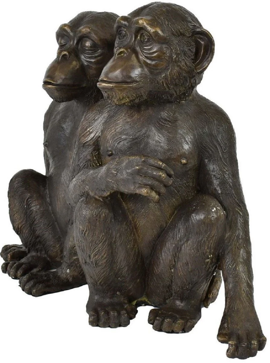 Casa Padrino escultura de bronce de lujo monos chimpancés bronce 49 x 21,5 x A. 39 cm - Figura de Bronce - Figura de Decoración - Accesorios de Decoración - Colección de Lujo