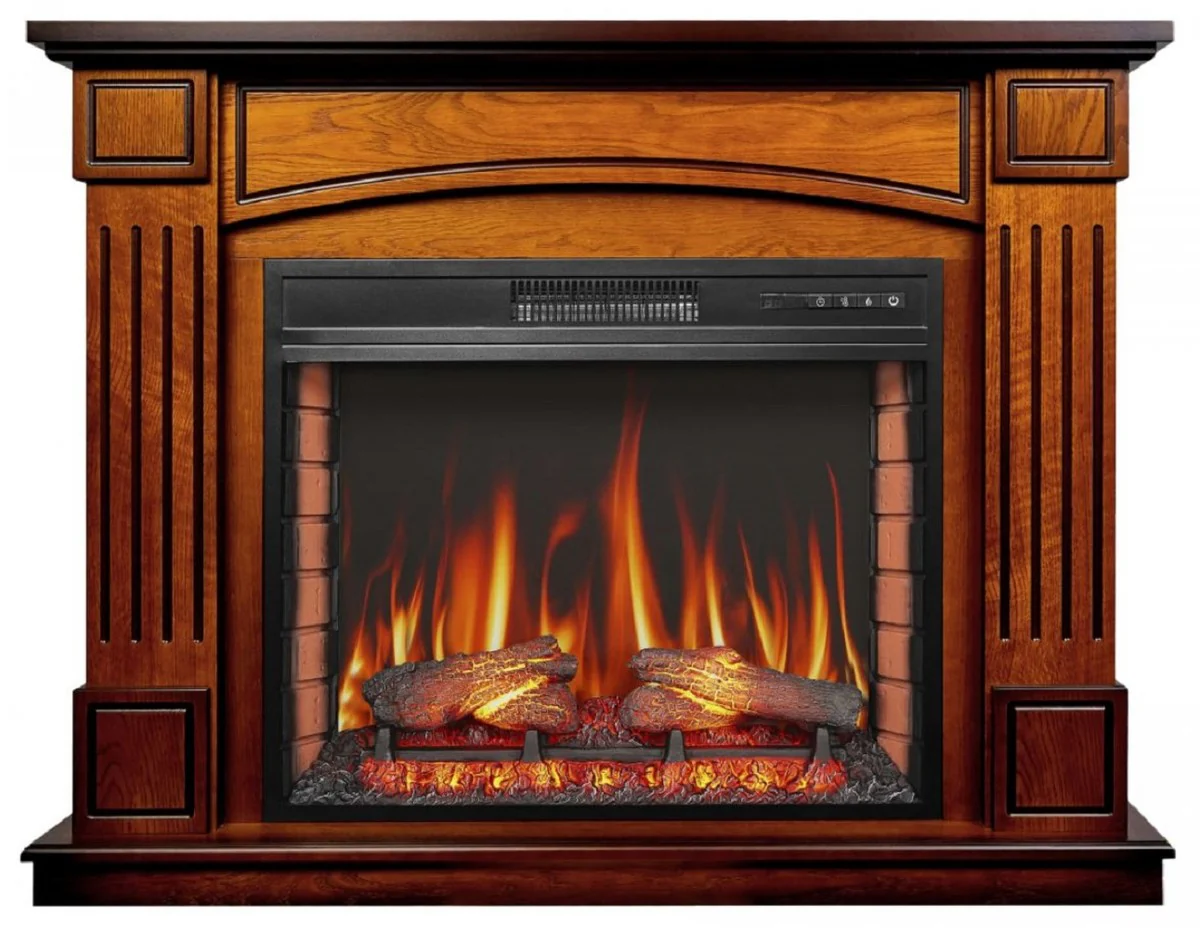 Casa Padrino chimenea el¨¦ctrica LED barroco marr¨®n 114 x 34 x A. 90,3 cm