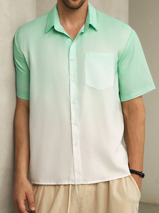 Gradient Color Short Sleeve Resort Shirt