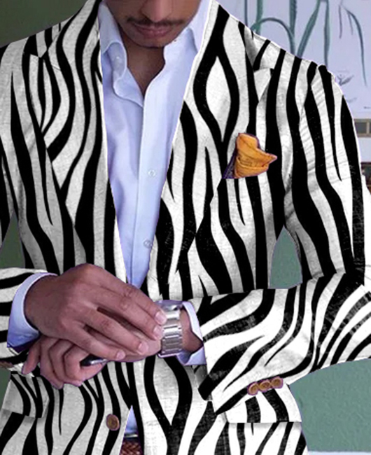Fashion Zebra Pattern Lapel Collar Single Breasted Blazer
