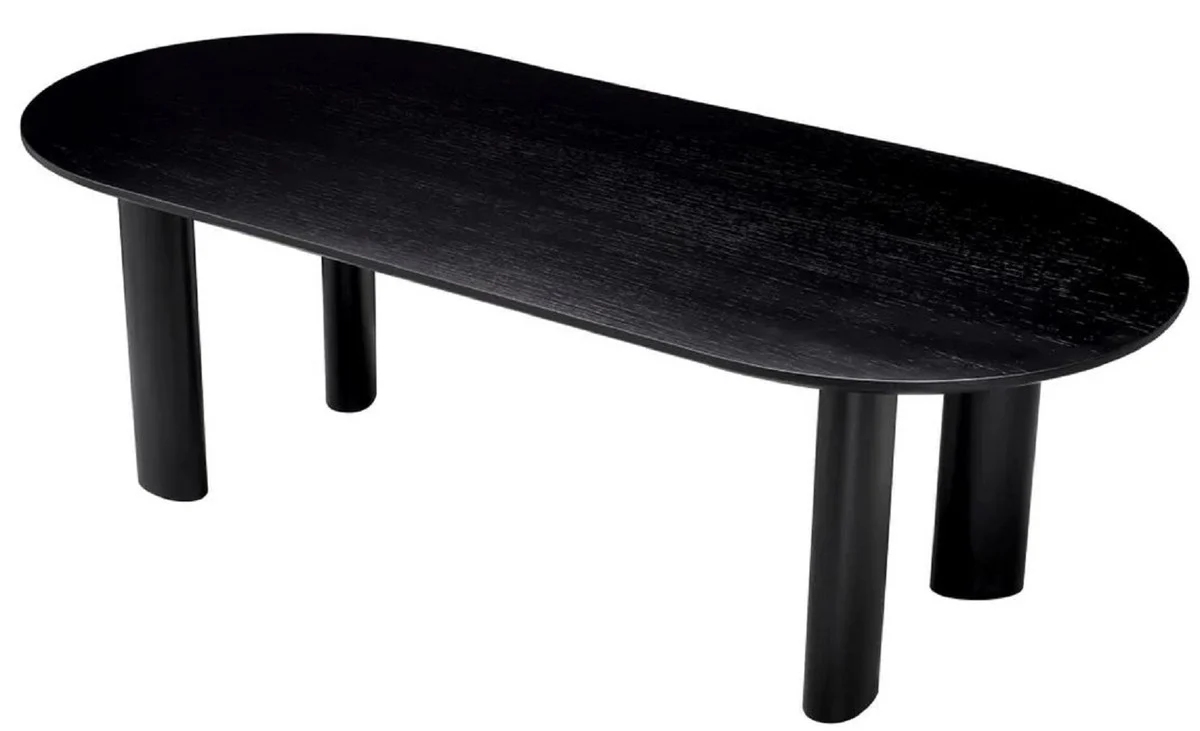 Casa Padrino mesa de comedor de lujo negro 244 x 109,5 x A. 77 cm - Mesa de cocina ovalada de madera maciza - Muebles de comedor - Muebles de cocina - Muebles de lujo - Interiores de lujo