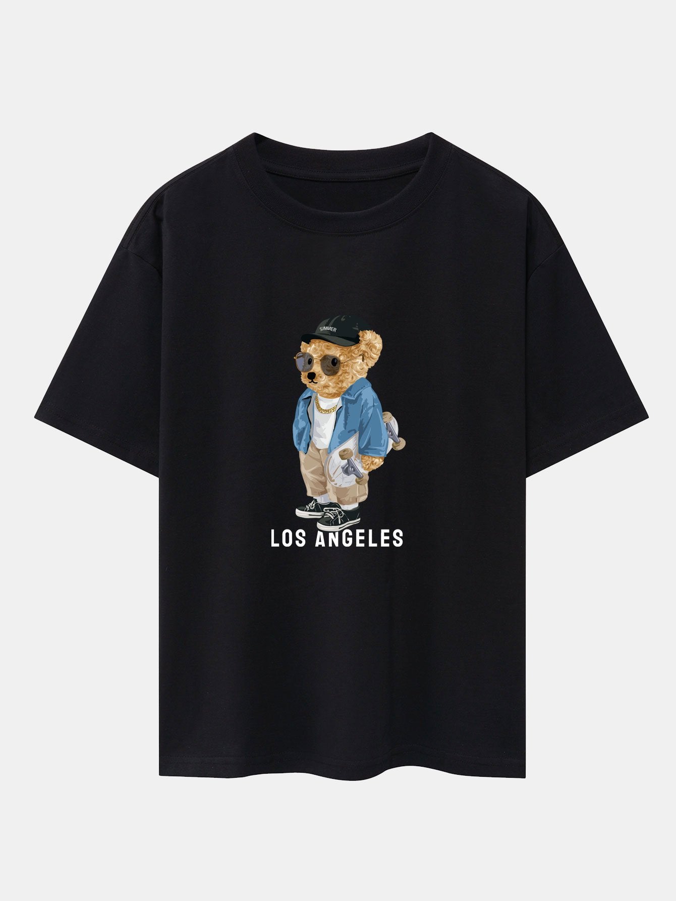 Los Angeles Skate Bear Print Heavy Weight Oversize T-Shirt