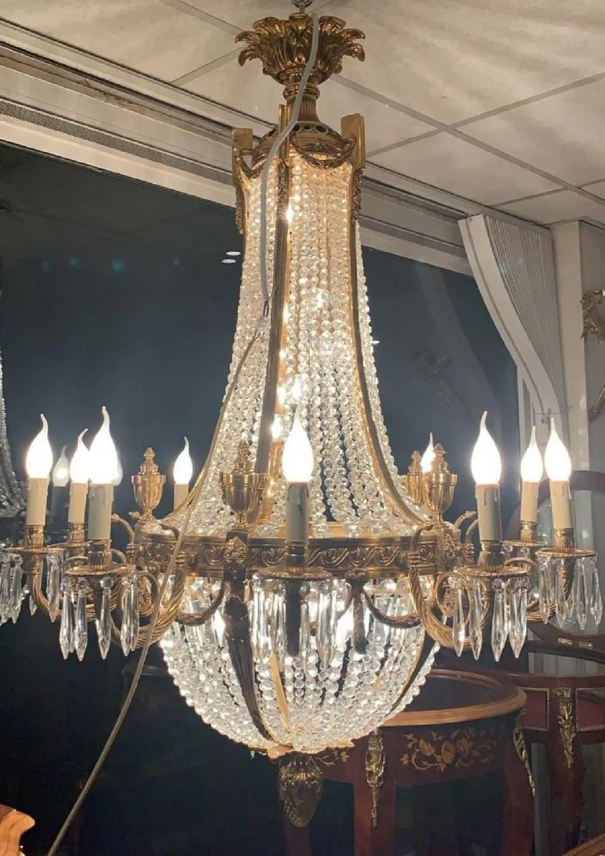 Casa Padrino araña de luces barroco de lujo de cristal oro - Lámpara de araña redonda de hotel - Lámpara de araña de estilo barroco - Luces de cristal barrocas - Noble y Magnífica