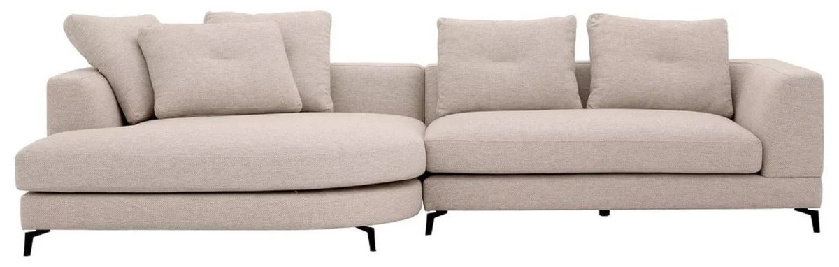 Casa Padrino sof¨¢ esquinero de lujo lado izquierdo arena / negro 310 x 150 x A. 65 cm - Sof¨¢ de sal¨®n con cojines - Muebles de sal¨®n - Interiores de sal¨®n - Muebles de lujo - Interiores de lujo