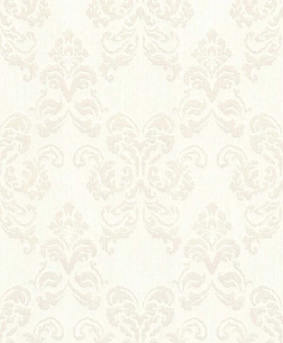 Casa Padrino papel pintado textil barroco blanco / plata 10,05 x 0,53 m - Accesorios de Decoración en Estilo Barroco