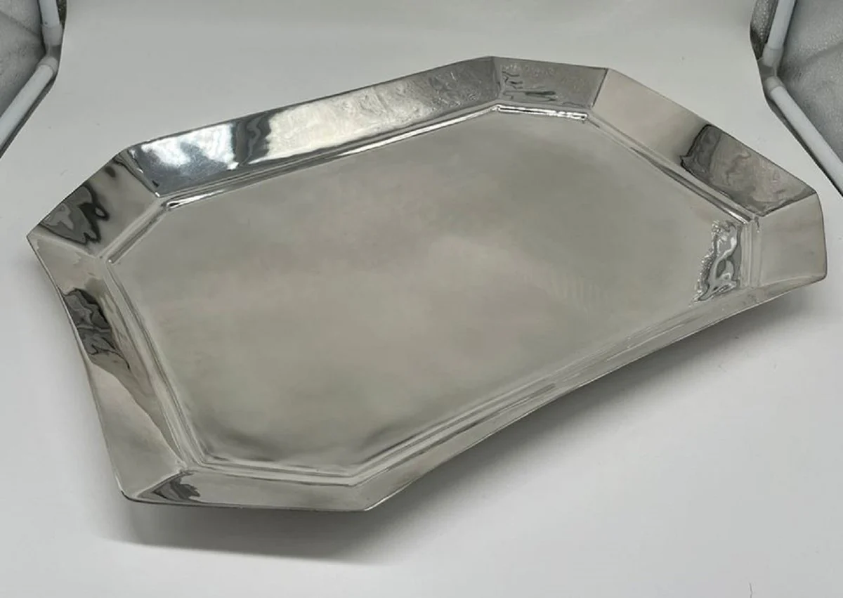 Casa Padrino bandeja de servicio de latón de lujo plata 46 cm - Accesorios de gastronomía