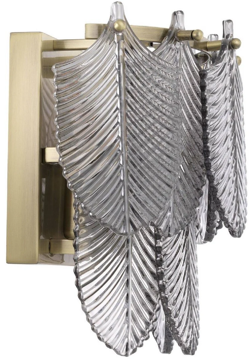 Casa Padrino lámpara de pared de lujo latón / gris 27,5 x 17 x A. 26 cm - Lámpara de Pared de Hotel y Restaurante Noble - Calidad de Lujo