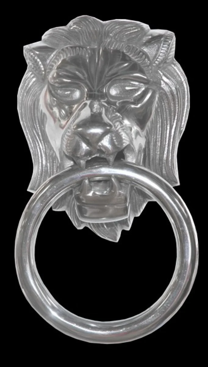 Casa Padrino designer lion head Lion towel rail made ??of aluminum-plated Height: 31 cm, width: 17.5 cm, depth: 10 cm - Wall Figurine - Towel Ring - Toilet Bathroom Decoration