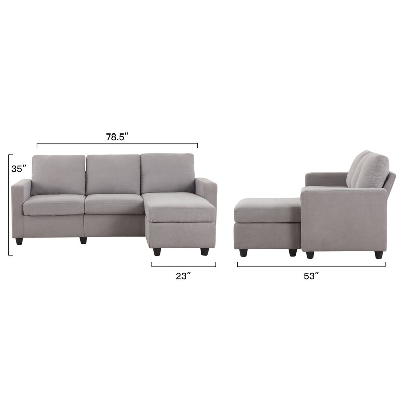 Campbelltown 78.5��� Wide Reversible Sofa & Chaise With Ottoman