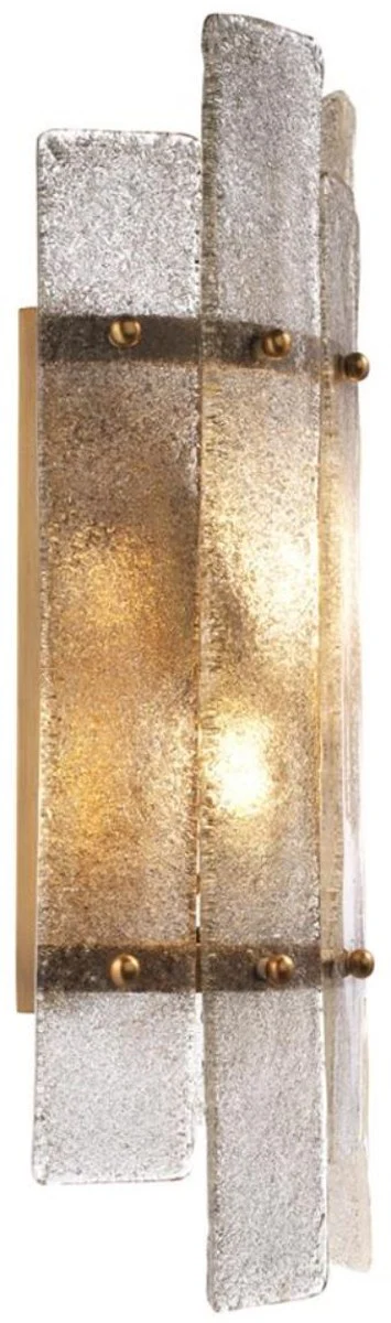 Casa Padrino aplique de lujo latón antiguo 19 x 10 x H. 40 cm - Aplique de Pared con Vidrio Soplado a Mano