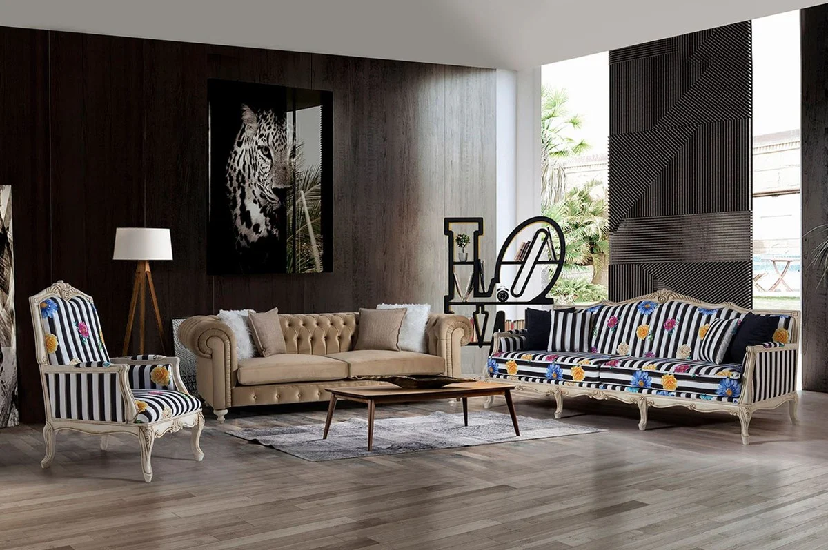 Casa Padrino sof¨¢ de 3 plazas Chesterfield de lujo marr¨®n claro 240 x 100 x A. 78 cm - Sof¨¢ de Sal¨®n Chesterfield - Muebles de Sal¨®n Chesterfield - Collection de Lujo