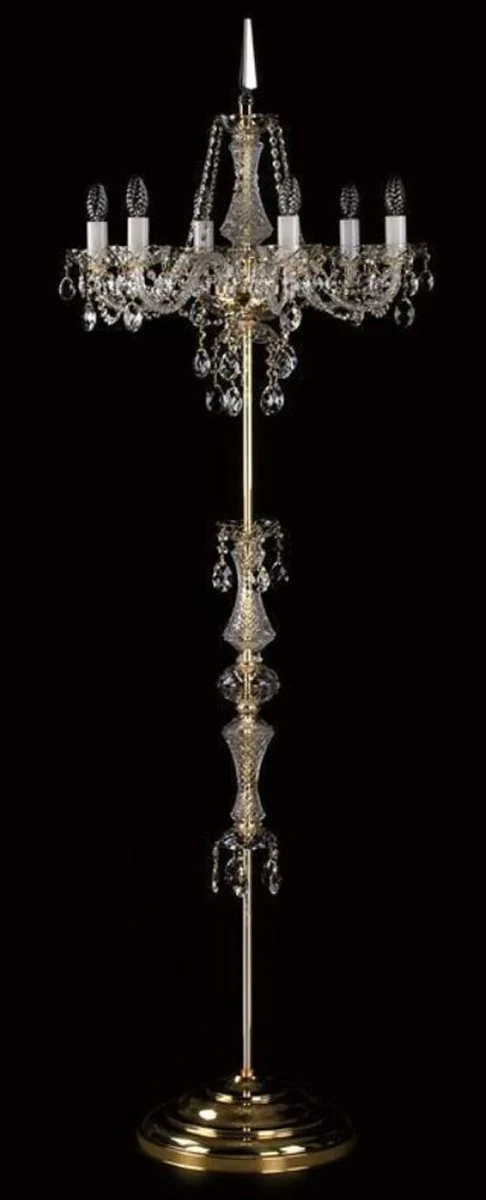 Casa Padrino lámpara de pie de cristal barroco de lujo oro Ø 60 x A. 180 cm - Magnífica lámpara de pie con cristal de Bohemia - Luces de cristal barroco