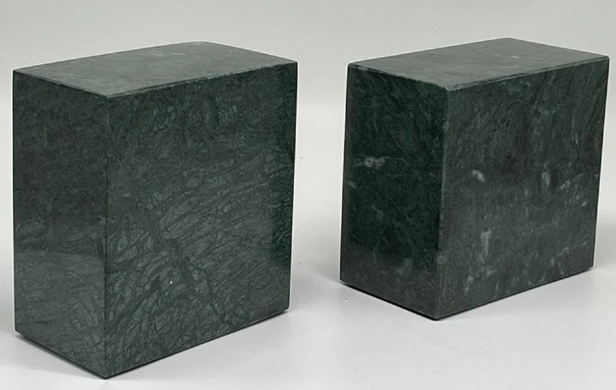 Casa Padrino conjunto de sujetalibros decorativos de mármol de lujo verde / oro