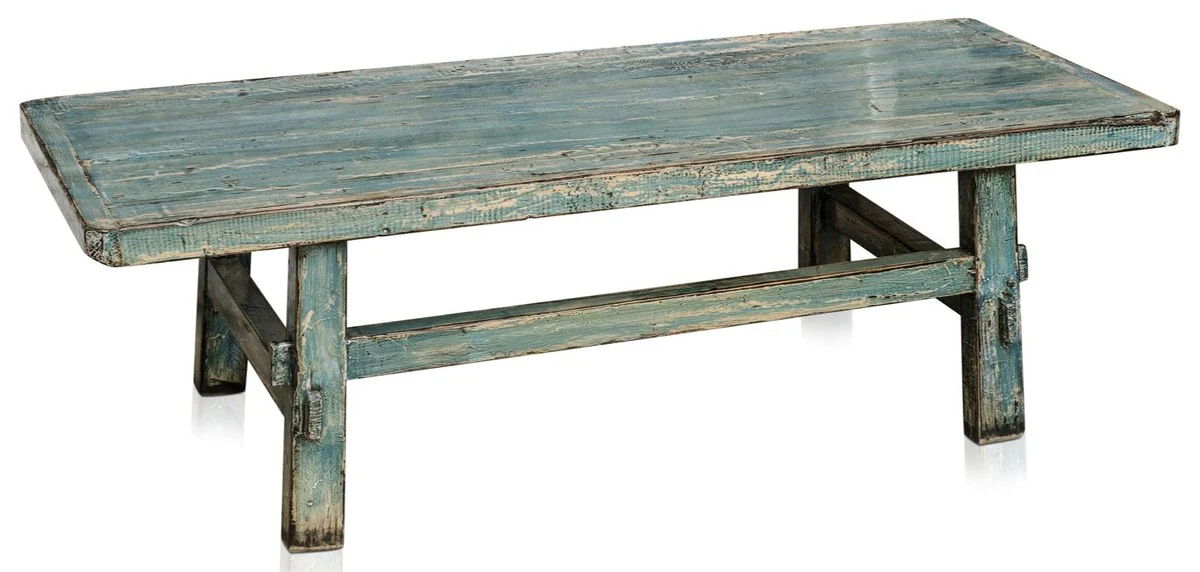 Casa Padrino country style coffee table antique style blue 140 x 54 x H. 43 cm - Country Style Living Room Furniture