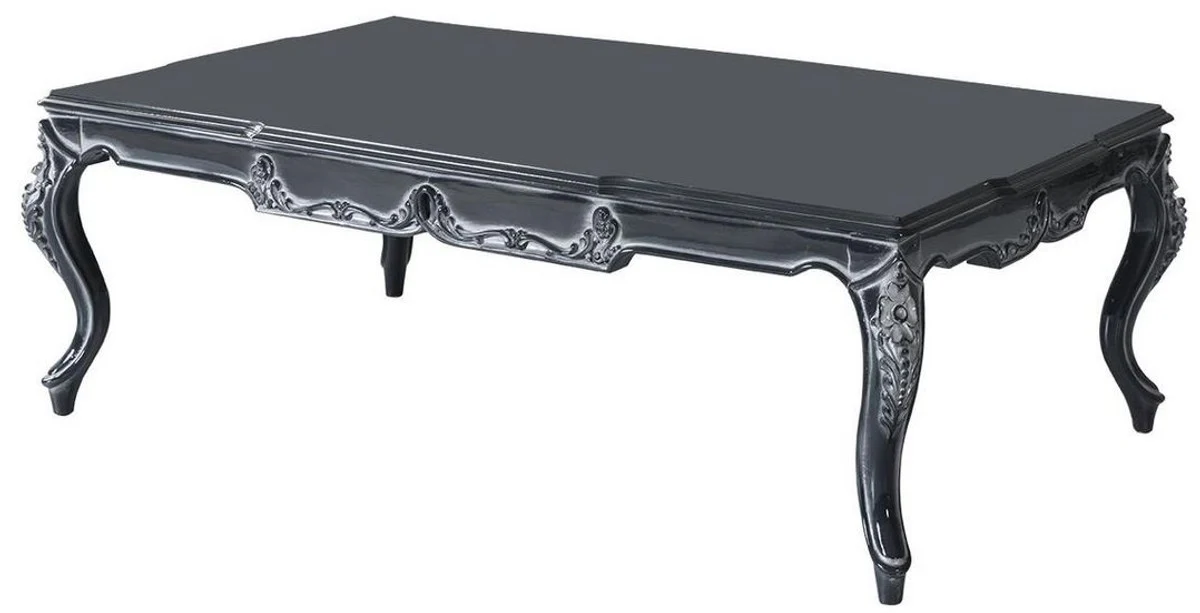 Casa Padrino mesa de centro barroco de lujo gris 118 x 80 x A. 48 cm - Mesa de sal¨®n de madera maciza noble - Muebles de sal¨®n de estilo barroco