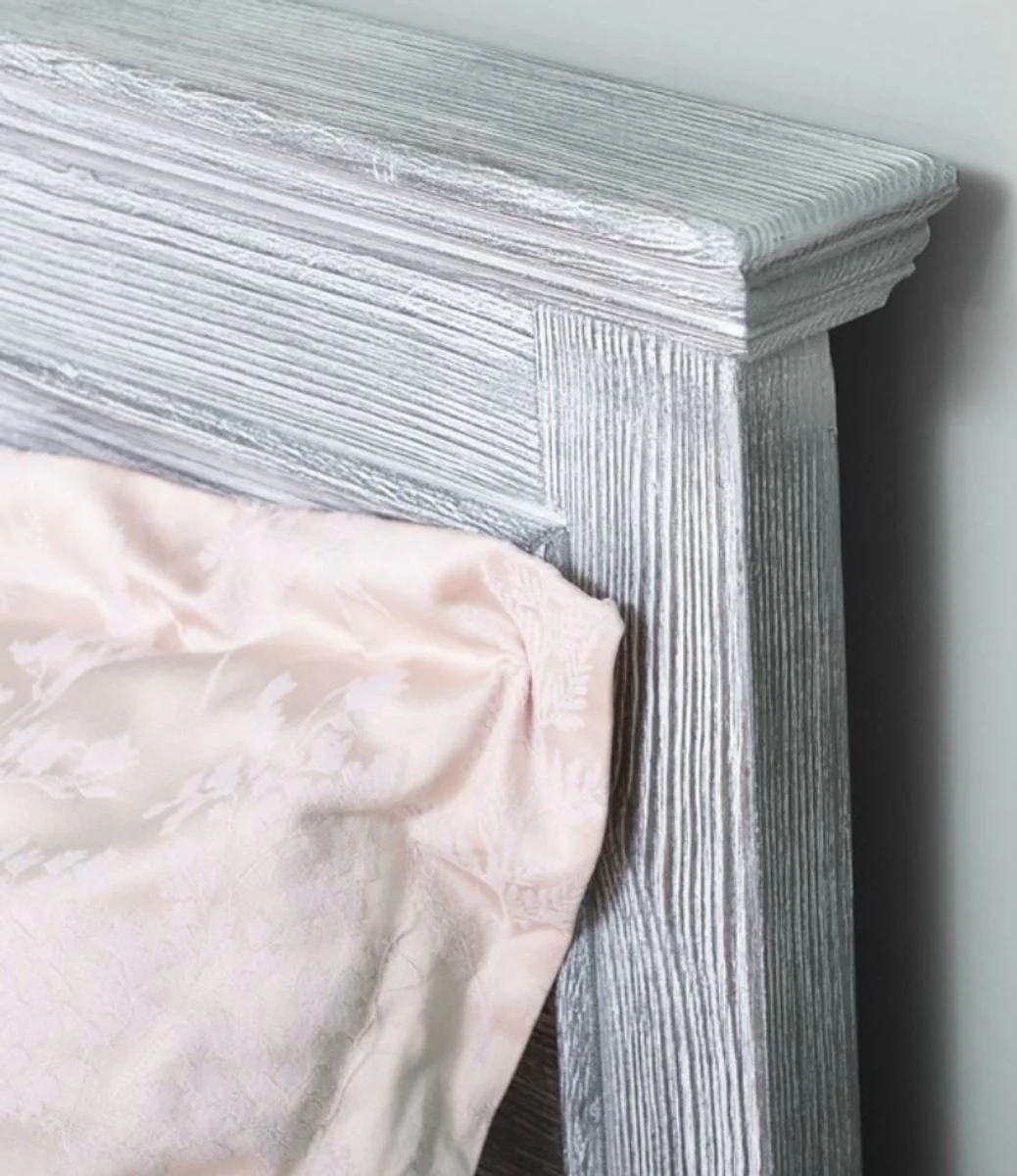 Casa Padrino cama de madera maciza de estilo campestre gris antiguo 140 x 200 x A. 93 cm - Muebles de Dormitorio de Estilo Campestre