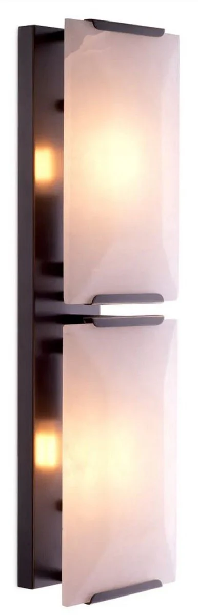 Casa Padrino lámpara de pared de lujo bronce / alabastro 16 x 13 x A. 51,5 cm - Lámpara de pared con pantallas de alabastro - Luces de lujo - Calidad de lujo
