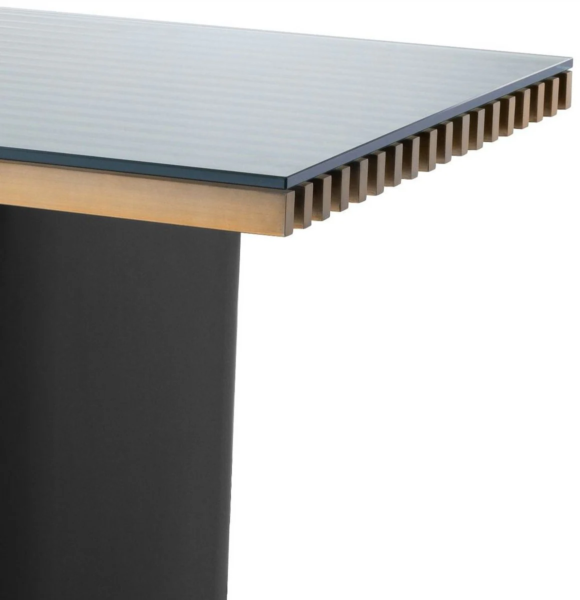 Casa Padrino escritorio de lujo con tapa de cristal de lat¨®n / negro 180 x 78,5 x H.76 cm - Calidad de Lujo - Muebles de Oficina