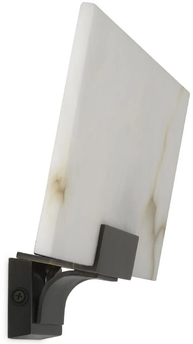 Casa Padrino lámpara de pared de lujo alabastro / bronce 30 x 8 x A. 19 cm - Elegante lámpara de pared con pantalla de alabastro - Colección de Lujo