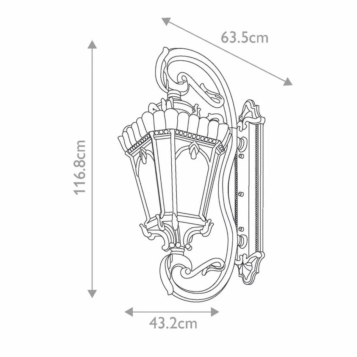 Casa Padrino l¨¢mpara de pared de exteriores barroco bronce antiguo A. 116,8 cm - Iluminaci¨®n exterior