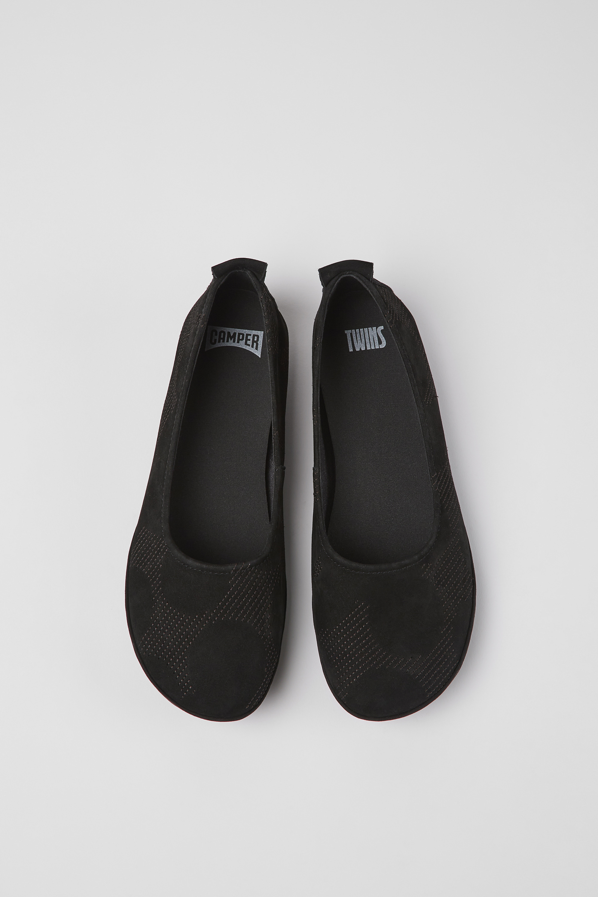 Twins - Black nubuck ballerinas for women