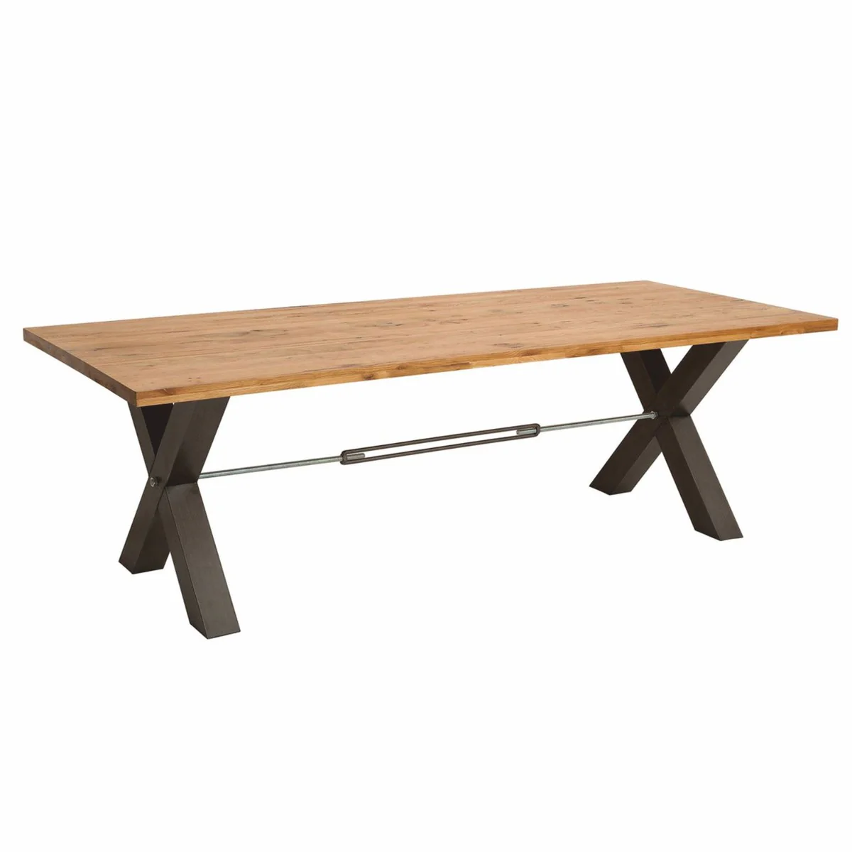 Casa Padrino Mesa de Comedor Natural / Negro 200 cm - Mesa de Cocina Rectangular