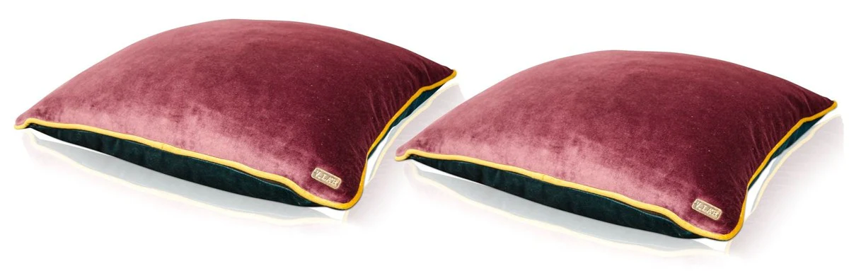 Casa Padrino decorativo cojín set de 2 de la sala de estar púrpura / turquesa / amarillo 50 x 50 cm - Colección de Lujo